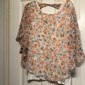 AGB Floral Blouse - Peach and Green